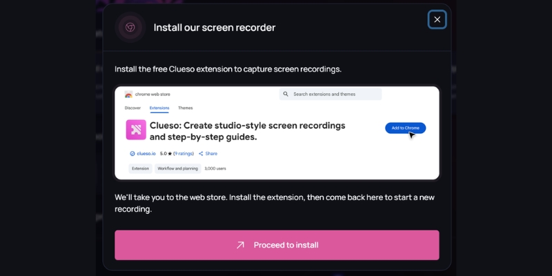 Use Clueso extension to recording your screen