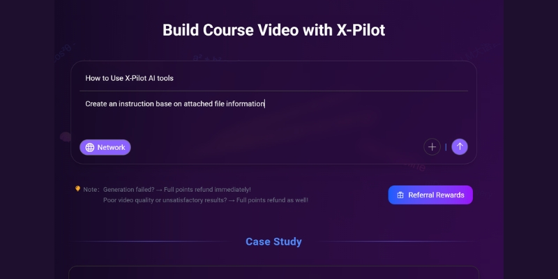 X-pilot workspace - Enter Text" or "Start with Idea" - Type or paste content directly