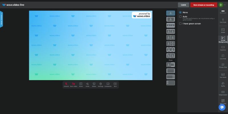 Wave.video hosting dashboard with customizable video player and ad-free hosting features.