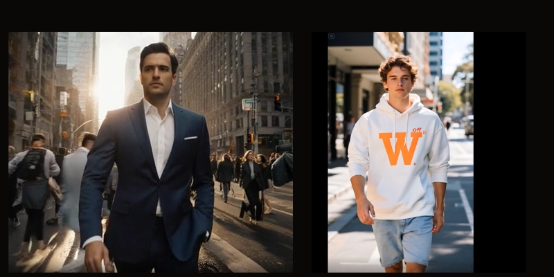 Side-by-side comparison of walking physics in Luma Dream Machine versus Kling AI. 