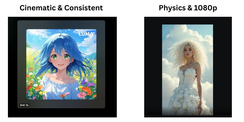 Luma Dream Machine vs Kling AI comparison infographic showing key strengths of each AI video generator.