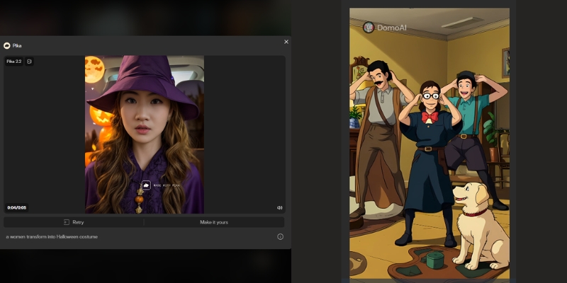 Pika realistic video vs DomoAI anime style comparison