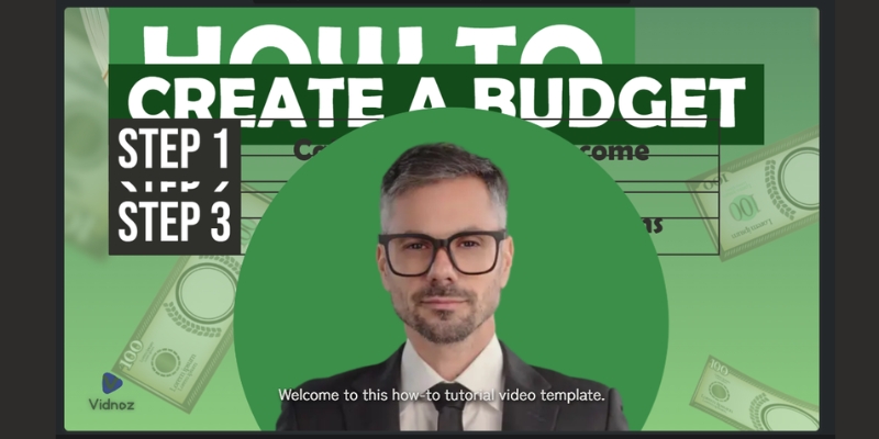 A screenshot showing the Vidnoz watermark on an AI avatar video created with the free plan. 