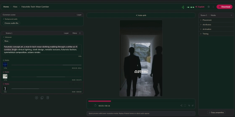  Fliki script upload editor displaying text area and aspect ratio selection
