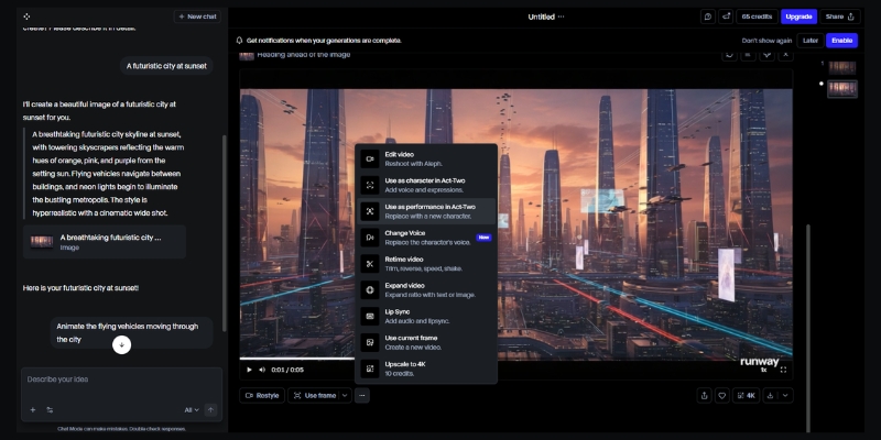 Runway ML video editing timeline 