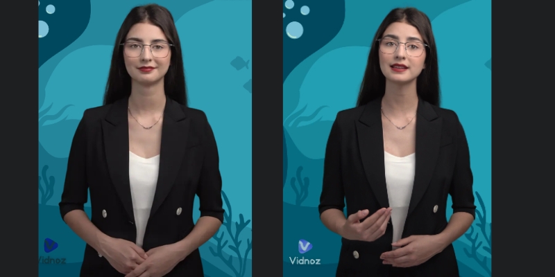 Comparison of a static photo versus a Vidnoz Talking Photo animation.