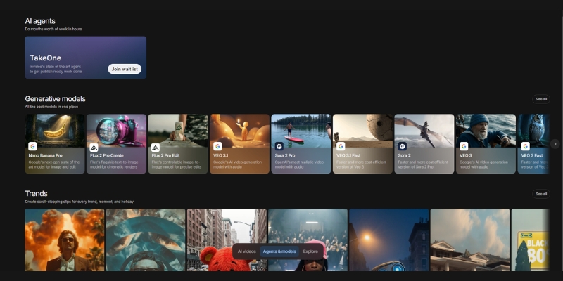 InVideo template library showing 4000+ pre-made video templates across multiple niches.  