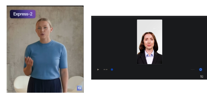 Synthesia Express-2 avatar vs Deepbrain AI hyper-realistic anchor comparison