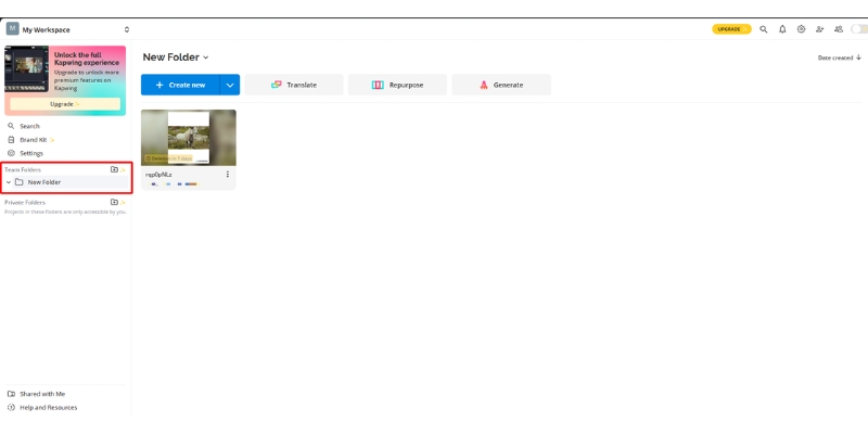 Kapwing team collaboration workspace interface
