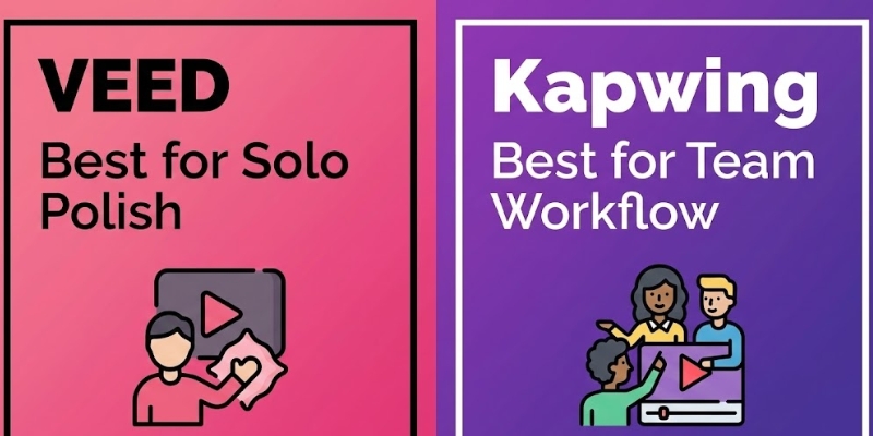 VEED.io vs Kapwing quick verdict summary graphic.
