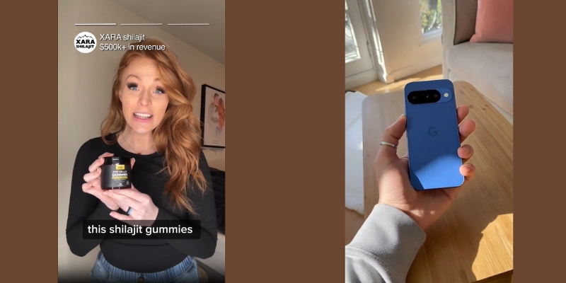 A split-screen comparison of the Arcads vs MakeUGC product placement workflow in 2025
