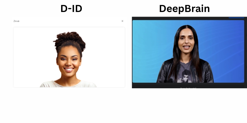 D-ID vs Deepbrain AI realism comparison showing photo animation vs video synthesis.