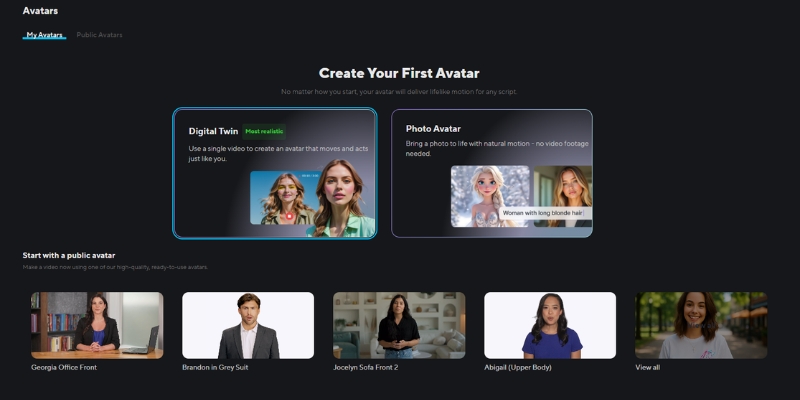 HeyGen Instant Avatar interface showing how to clone yourself with AI.